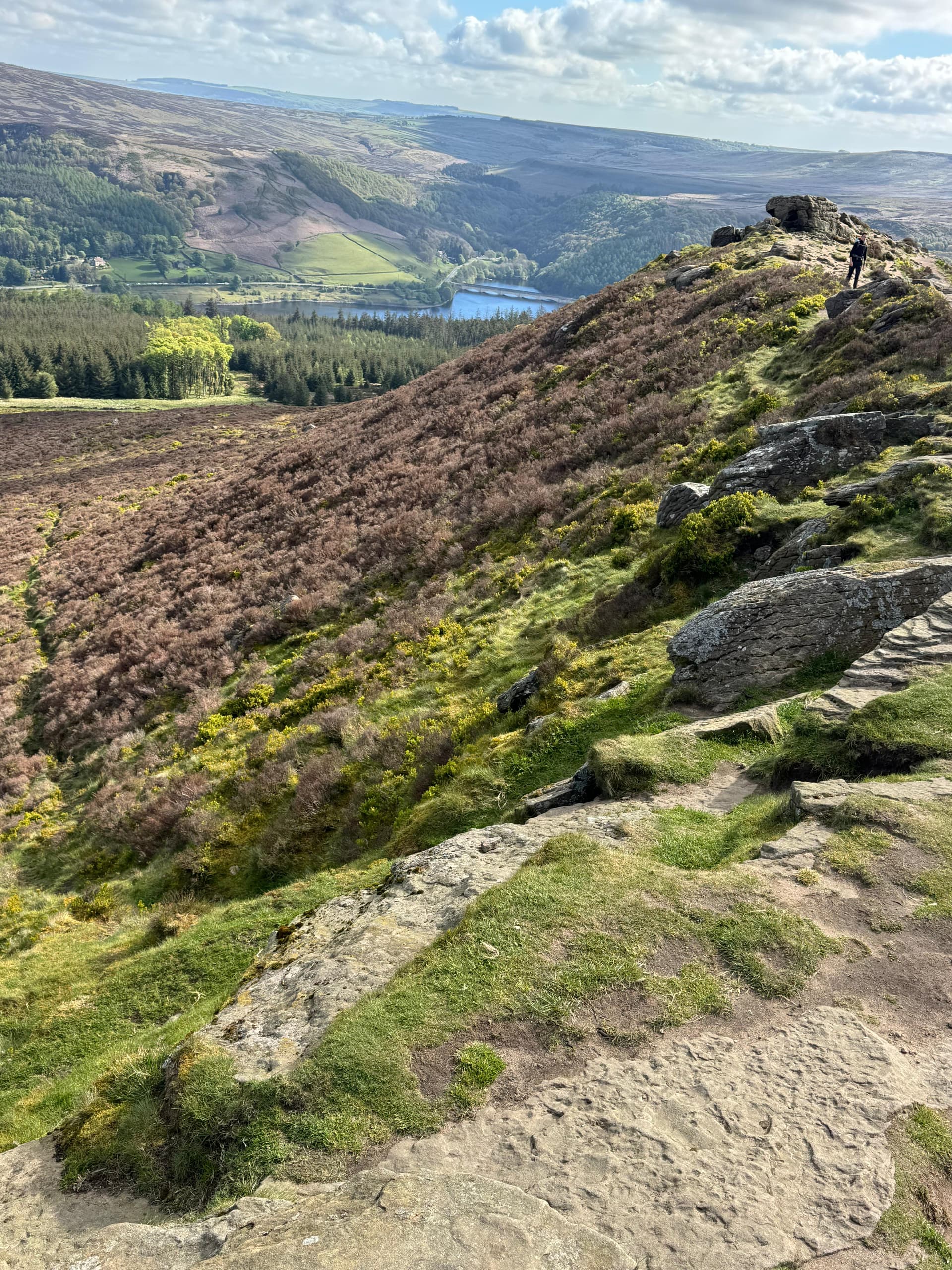 Solo walker above Ladybower Reservoir